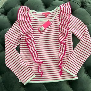 Lilly Pulitzer Ruth sweater. Pink tango beach stripe